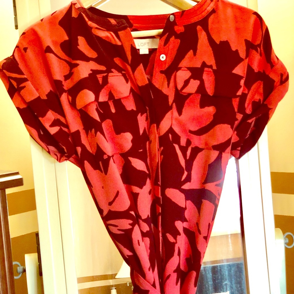 Magenta and Pink Loft Shirtdress Sz Small